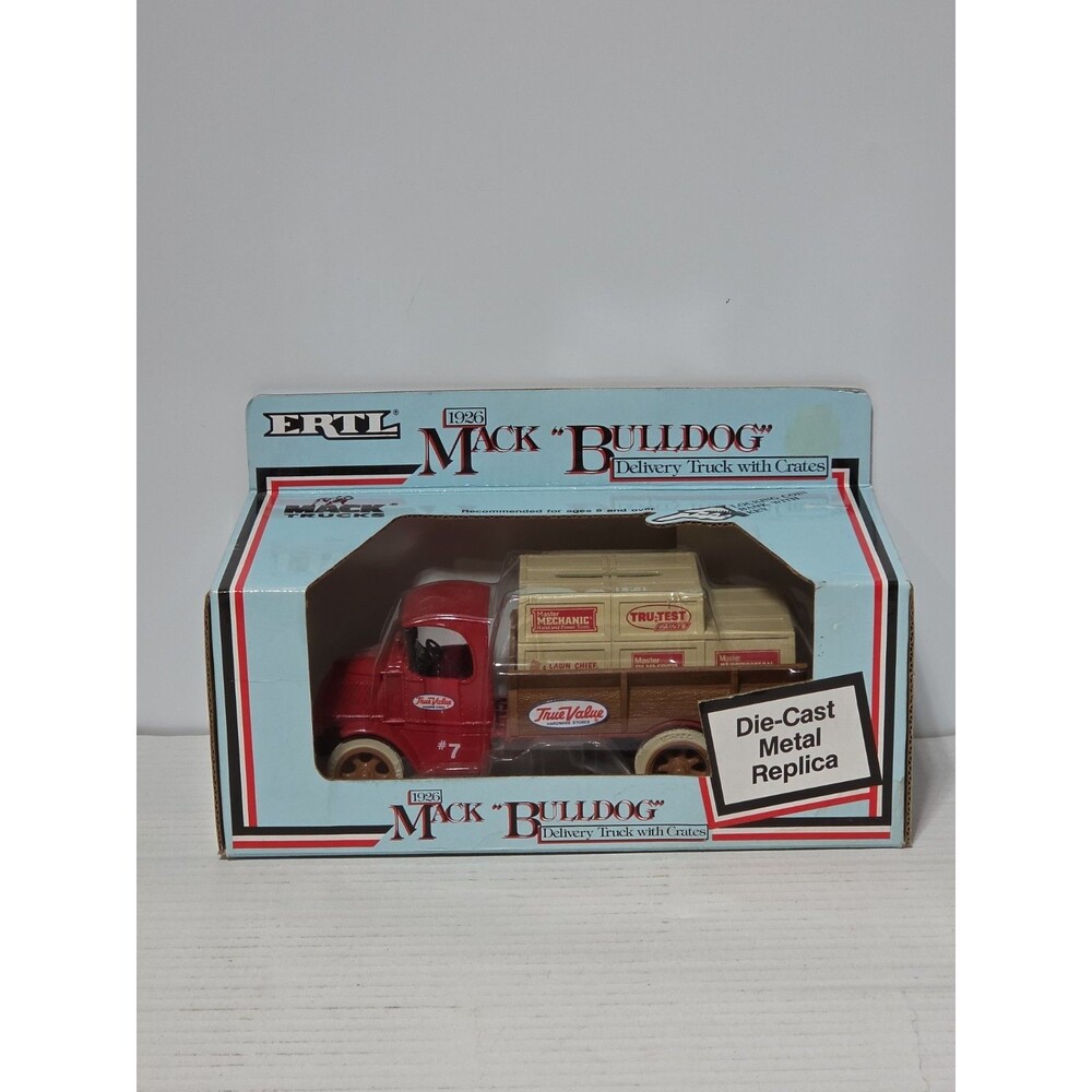 1988 Vintage ERTL 1926 Mack Delivery Truck W Crates True Value Bank W/ Key